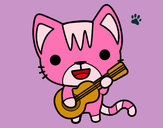 Dibujo Gato guitarrista pintado por Chispas201