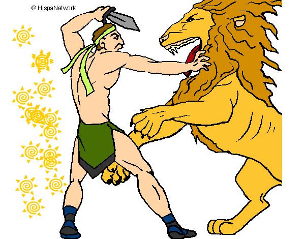 romano atacado por cierras y un leon