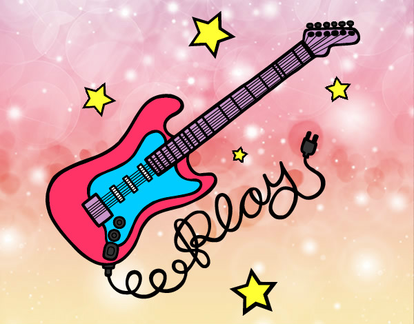 Dibujo Guitarra y estrellas pintado por nadinne