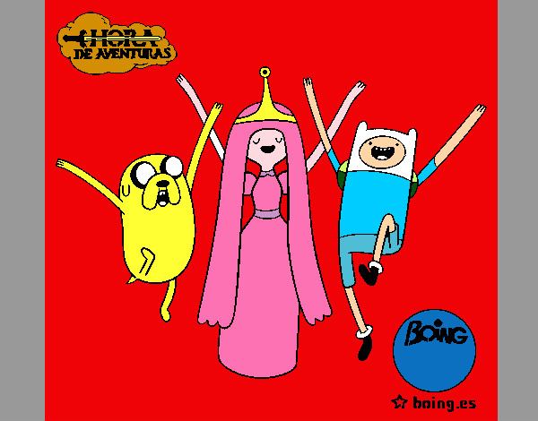 Dibujo Jake, Princesa Chicle y Finn pintado por marshallx