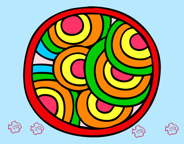 Dibujo Mandala circular pintado por intensidad