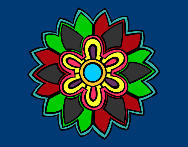 Dibujo Mándala con forma de flor weiss pintado por alma11