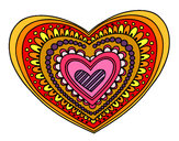 Dibujo Mandala corazón pintado por arabd