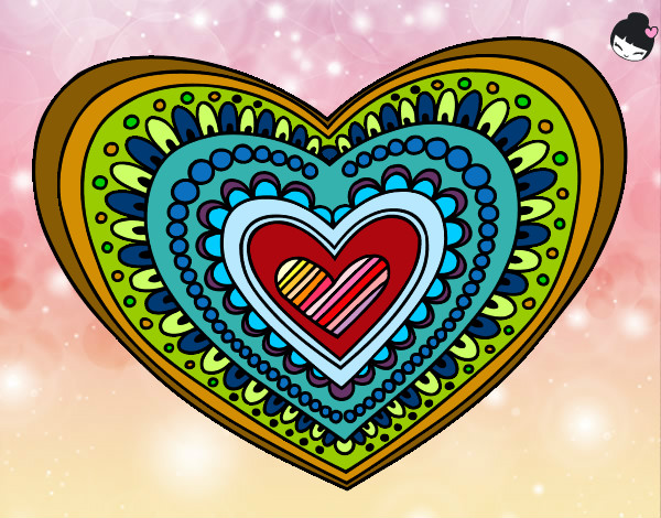 Dibujo Mandala corazón pintado por carolinaXD