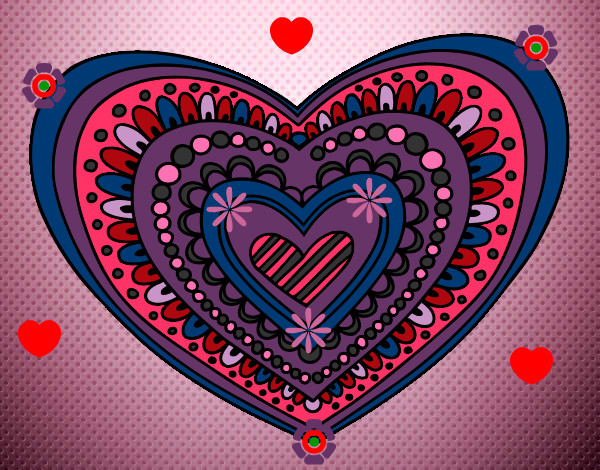 Dibujo Mandala corazón pintado por rosilinda