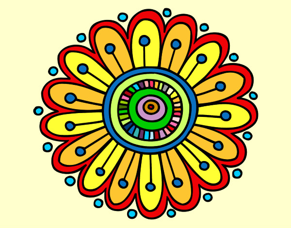 Dibujo Mandala margarita pintado por intensidad