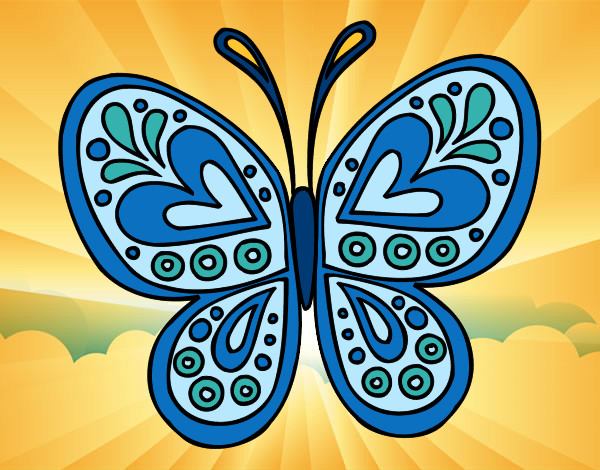 Dibujo Mandala mariposa pintado por anjana