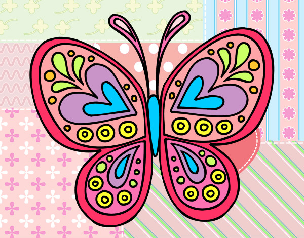 Dibujo Mandala mariposa pintado por chinita1