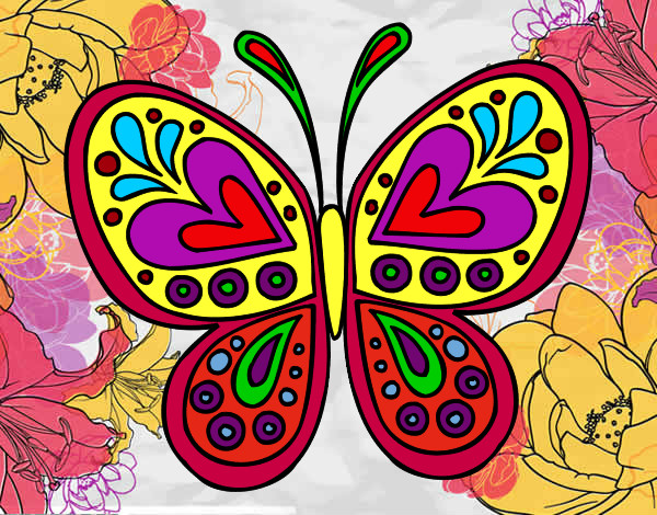 Dibujo Mandala mariposa pintado por joaki