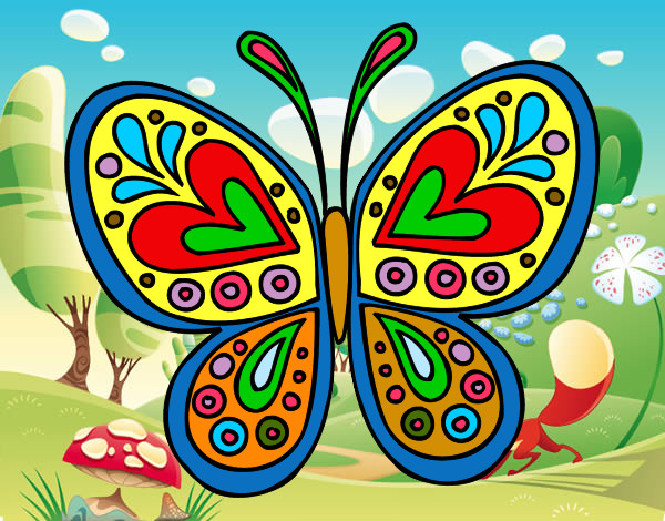 Dibujo Mandala mariposa pintado por Lapintora