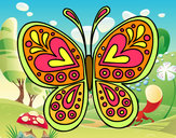 Dibujo Mandala mariposa pintado por mansana