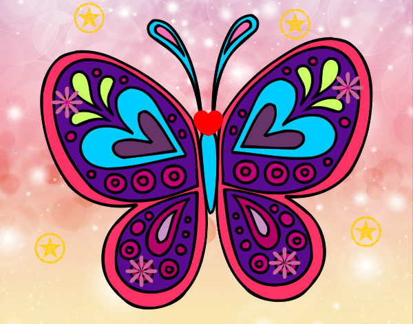 Dibujo Mandala mariposa pintado por Marielu