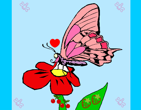 Dibujo Mariposa en flor pintado por alhy8
