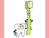 Dibujo Muela y cepillo de dientes pintado por Elena2000