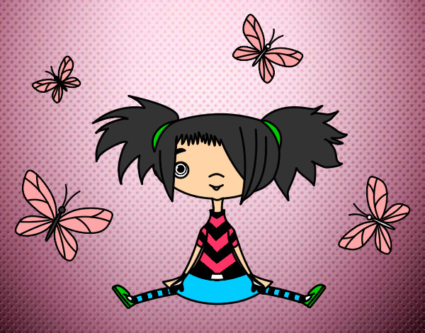 Dibujo Niña con mariposas pintado por michelxD