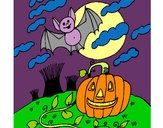 Dibujo Paisaje de Halloween pintado por luciaxula