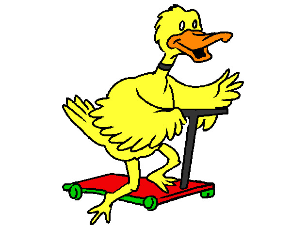 Dibujo Pato en patinete pintado por joba