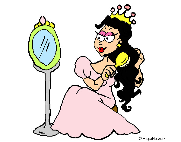 Dibujo Princesa y espejo pintado por Elena2000