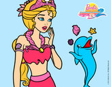 Dibujo Sirena con delfín pintado por nadinne