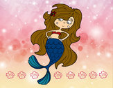 Dibujo Sirena con los brazos en la cardera pintado por JhoaYY