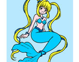Dibujo Sirena con perlas pintado por carly32