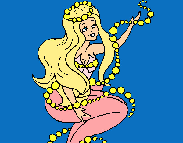 Dibujo Sirena entre burbujas pintado por arocena
