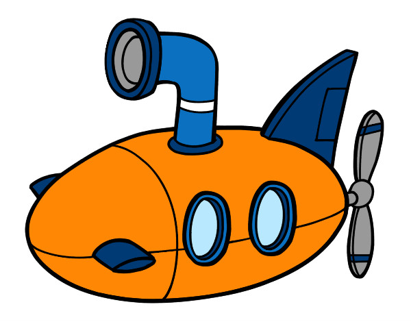 Submarino de Dibujos Animados para colorear imprimir e dibujar  ColoringOnlyCom