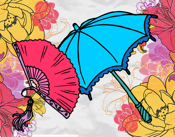 Dibujo Abanico y paraguas pintado por Caramelo89