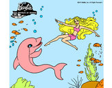 Dibujo Barbie jugando con un delfín pintado por fati07