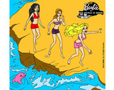 Dibujo Barbie y sus amigas en la playa pintado por fati07