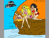 Dibujo Barbie y sus amigas sentadas pintado por fati07