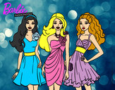 Dibujo Barbie y sus amigas vestidas de fiesta pintado por antalamar