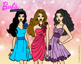 Dibujo Barbie y sus amigas vestidas de fiesta pintado por JhoaYY