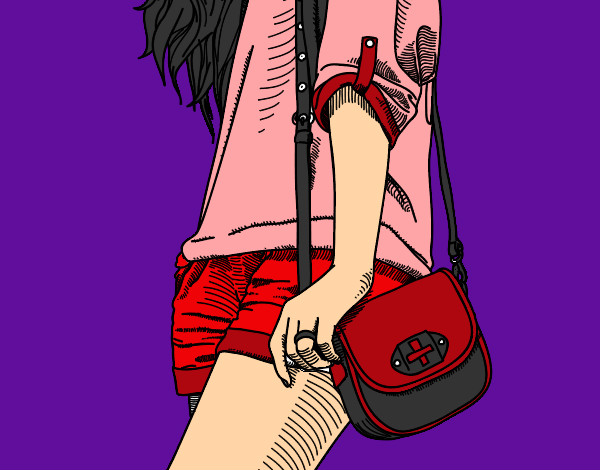 Dibujo Chica con bolso pintado por anyley200