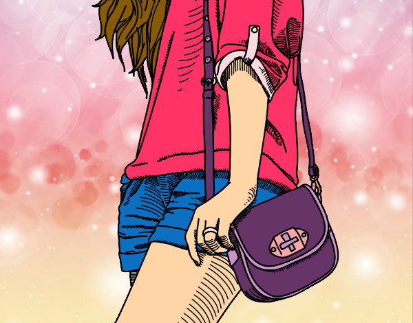 Dibujo Chica con bolso pintado por Mariass