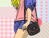 Dibujo Chica con bolso pintado por Selena123