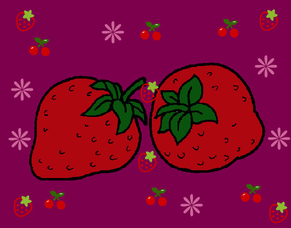 Dibujo fresas pintado por Monzee