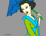 Dibujo Geisha con paraguas pintado por anyley200