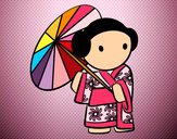 Dibujo Geisha con sombrilla pintado por lMiriam8