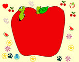 Dibujo Gusano en la fruta pintado por manzsanita