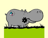 Dibujo Hipopótamo con flores pintado por belenxita