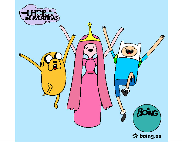 Dibujo Jake, Princesa Chicle y Finn pintado por cristian13