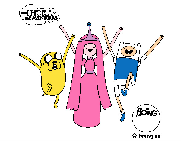 Dibujo Jake, Princesa Chicle y Finn pintado por fabiigali