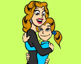 Dibujo Madre e hija abrazadas pintado por aroPV