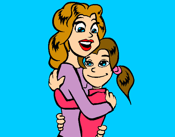 Dibujo Madre e hija abrazadas pintado por holli