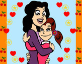 Dibujo Madre e hija abrazadas pintado por mari101