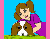Dibujo Niña abrazando a su perro pintado por lara_vilu