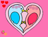 Dibujo Pajaritos enamorados pintado por risitapop