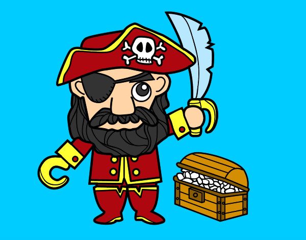 Dibujo Pirata con tesoro pintado por rokilok