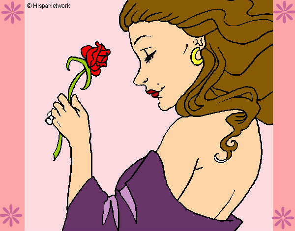 Dibujo Princesa con una rosa pintado por JhoaYY